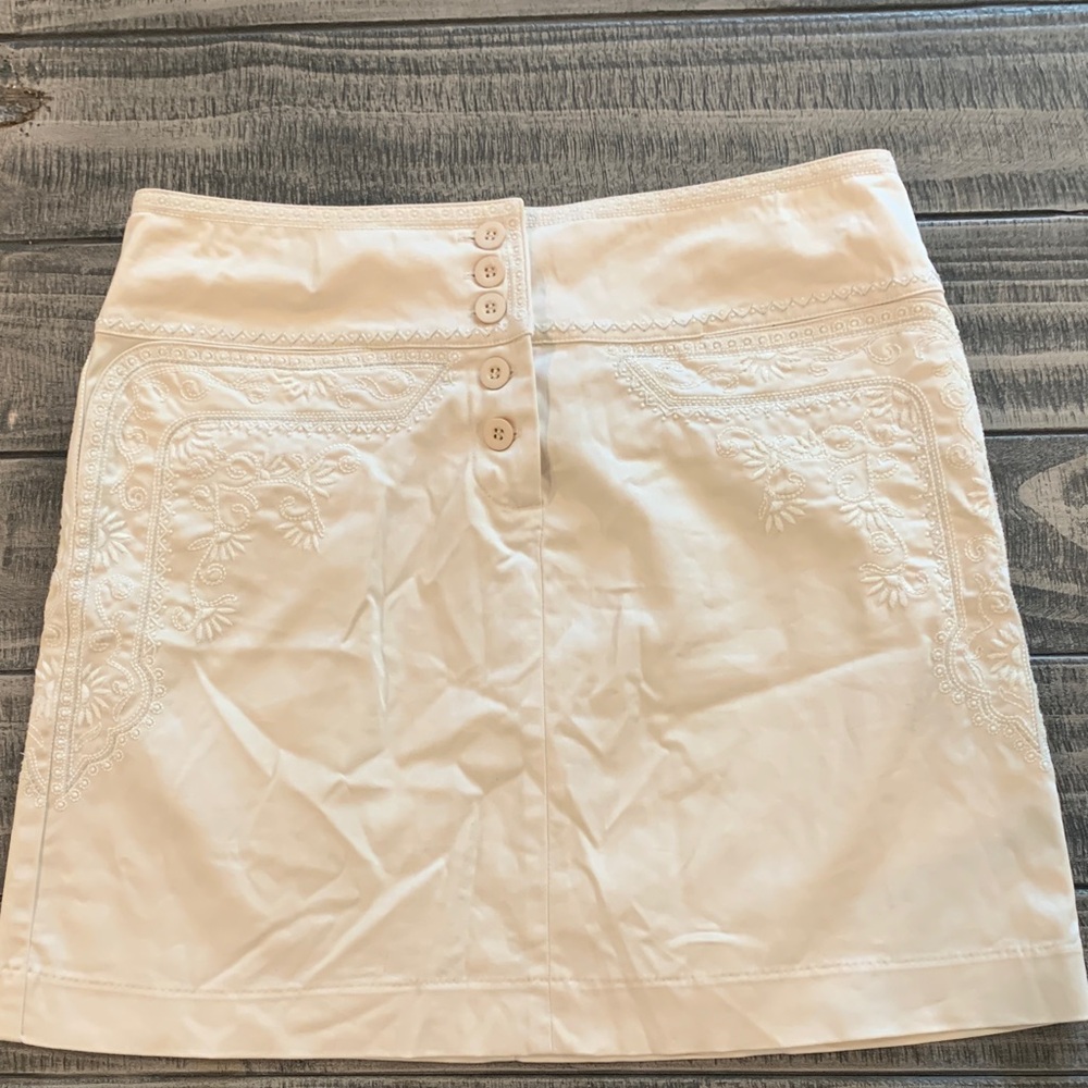 Cache Cream/Ivory Button-Front Mini Skirt